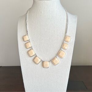 Cream Silver Toned Statement Necklace